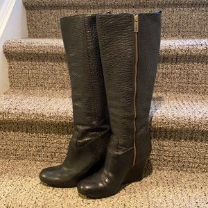 Tory Burch Knee High Wedge Leather Boots Size 9